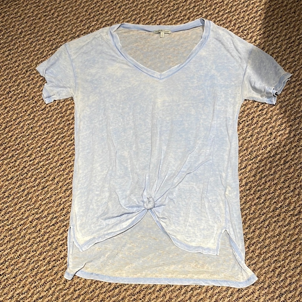 Charlotte Russe light blue burn out tee with tie front - Picture 2 of 4